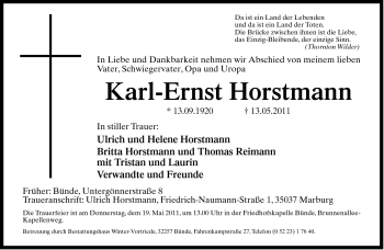 Traueranzeige von Karl-Ernst Horstmann von Neue Westfälische